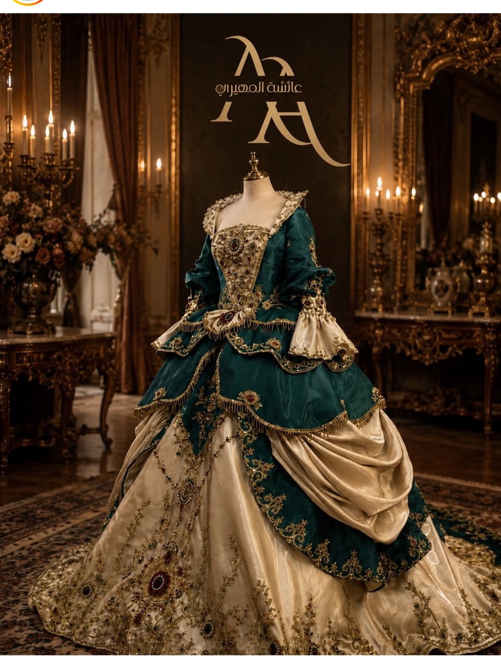 Elegant Teal and Cream Women's Dress